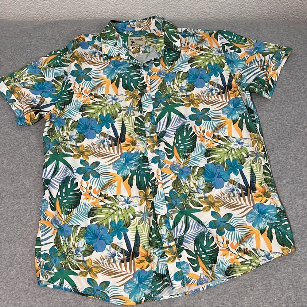 Alex Vando Mens Hawaiian Shirt Size XL Camp Tropical Floral Summer Button